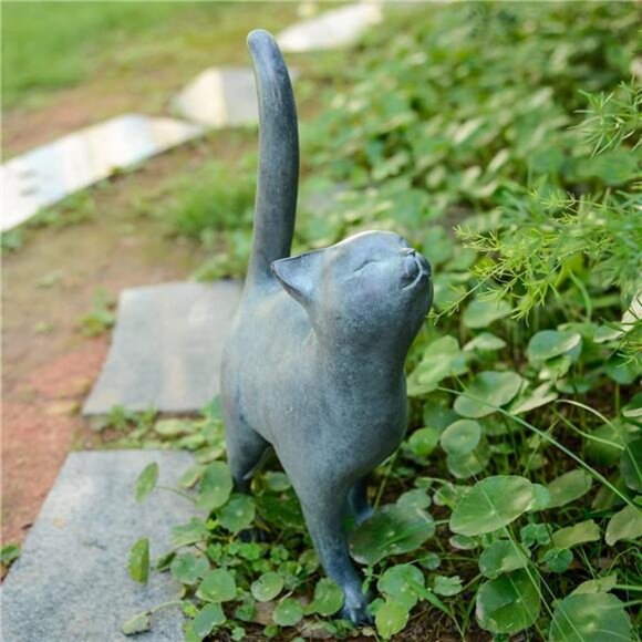 Garden-Statues Cat-Figurines Home Garden Decor Kitten 7.6L x 4W x 14.5H inch